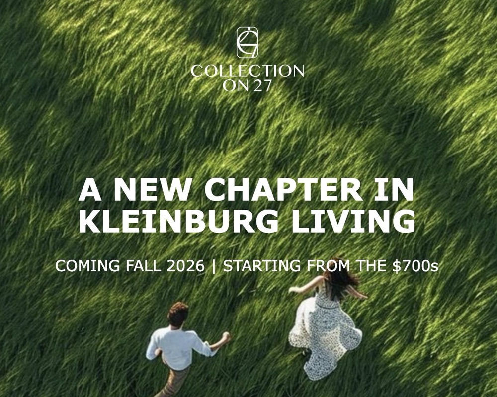 Collection on 27 promotional rendering with logo and tagline A New Chapter in Kleinburg Living